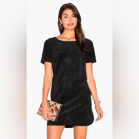 Velvet by Graham & Spencer Reya Faux Suede Mini Dress Black M - Picture 1 of 9